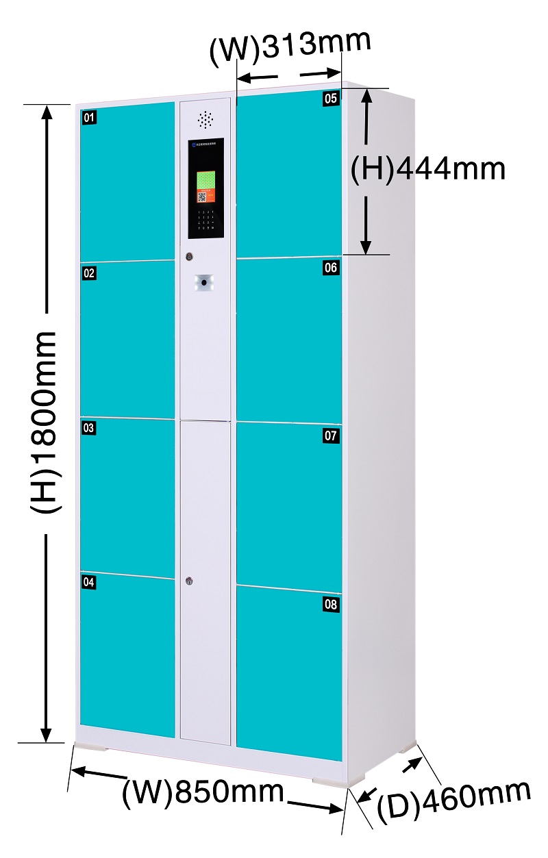 窄边单机微信扫码寄存柜,大型商场寄存储物柜,扫码开柜存物柜